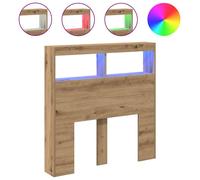 Berkfield Home Headboard Cabinet with LED Artisan Oak 100x17x102 cm in Brown | Size: 100 x 17 x 102 cm Berkfield Home Brown 100 x 17 x 102 cm