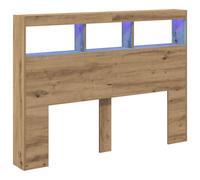 Berkfield Home Headboard Cabinet with LED Artisan Oak 140x17x102 cm in Brown | Size: 140 x 17 x 102 cm Berkfield Home Brown 140 x 17 x 102 cm