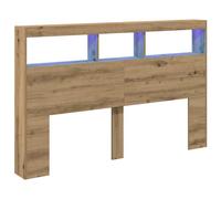 Berkfield Home Headboard Cabinet with LED Artisan Oak 160x17x102 cm in Brown | Size: 160 x 17 x 102 cm Berkfield Home Brown 160 x 17 x 102 cm