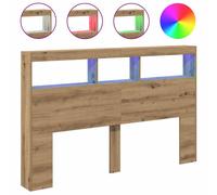 Berkfield Home Headboard Cabinet with LED Artisan Oak 160x17x102 cm in Brown | Size: 160 x 17 x 102 cm Berkfield Home Brown 160 x 17 x 102 cm
