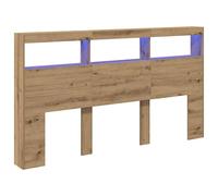 Berkfield Home Headboard Cabinet with LED Artisan Oak 180x17x102 cm in Brown | Size: 180 x 17 x 102 cm Berkfield Home Brown 180 x 17 x 102 cm