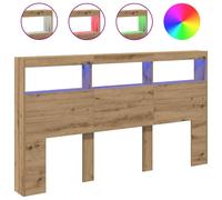 Berkfield Home Headboard Cabinet with LED Artisan Oak 180x17x102 cm in Brown | Size: 180 x 17 x 102 cm Berkfield Home Brown 180 x 17 x 102 cm