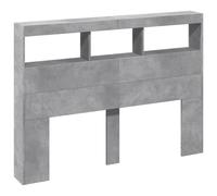 Berkfield Home Headboard Cabinet with LED Concrete Grey 140x17x102 cm | Size: 140 x 17 x 102 cm Berkfield Home Grey 140 x 17 x 102 cm