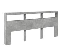 Berkfield Home Headboard Cabinet with LED Concrete Grey 220x17x102 cm | Size: 220 x 17 x 102 cm Berkfield Home Grey 220 x 17 x 102 cm