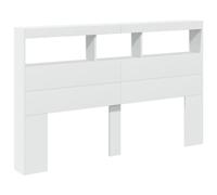 Berkfield Home Headboard Cabinet with LED White 160x17x102 cm | Size: 160 x 17 x 102 cm Berkfield Home White 160 x 17 x 102 cm