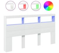 Berkfield Home Headboard Cabinet with LED White 180x17x102 cm | Size: 180 x 17 x 102 cm Berkfield Home White 180 x 17 x 102 cm