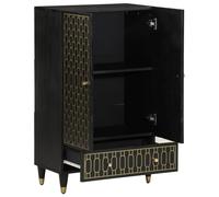 Berkfield Home Highboard 60x33x100 cm Solid Wood Mango in Black | Size: 60 x 33 x 100 cm Berkfield Home Black 60 x 33 x 100 cm