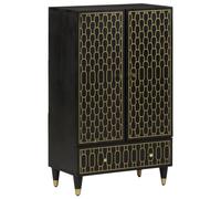 Berkfield Home Highboard 60x33x100 cm Solid Wood Mango in Black | Size: 60 x 33 x 100 cm Berkfield Home Black 60 x 33 x 100 cm