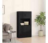 Berkfield Home Highboard Black Oak 80x33x150 cm Engineered Wood | Size: 80 x 33 x 150 cm Berkfield Home Black 80 x 33 x 150 cm