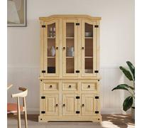 Berkfield Home Highboard Corona Brown 112x43x196 cm Solid Wood Mexican Pine in Light Tan | Size: 112 x 43 x 196 cm Berkfield Home Light Tan 112 x 43 x 196 cm