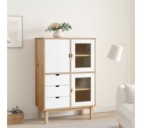 Berkfield Home Highboard OTTA Brown & White 85x43x125 cm Solid Wood Pine | Size: 85 x 43 x 125 cm Berkfield Home White 85 x 43 x 125 cm