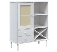 Berkfield Home Highboard SENJA Rattan Look White 90x40x112cm Solid Wood Pine | Size: 90 x 40 x 112 cm Berkfield Home White 90 x 40 x 112 cm