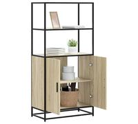 Berkfield Home Highboard Sonoma Oak 68x35x139 cm Engineered Wood & Metal in Light Tan | Size: 68 x 35 x 139 cm Berkfield Home Light Tan 68 x 35 x 139 cm