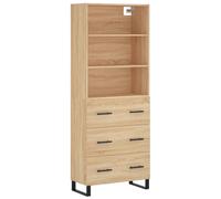 Berkfield Home Highboard Sonoma Oak 69.5x34x180 cm Engineered Wood in Light Brown Berkfield Home Light Brown 69.5x34x180 cm