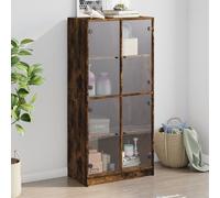 Berkfield Home Highboard with Doors Smoked Oak 68x37x142 cm Engineered Wood in Brown | Size: 68 x 37 x 142 cm Berkfield Home Brown 68 x 37 x 142 cm
