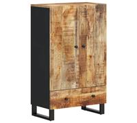 Berkfield Home Highboard with Drawer 60x33x100 cm Solid Wood Mango&Iron in Brown | Size: 60 x 33 x 100 cm Berkfield Home Brown 60 x 33 x 100 cm