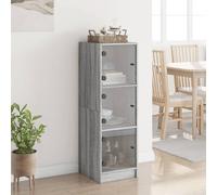 Berkfield Home Highboard with Glass Doors Grey Sonoma 35x37x109 cm | Size: 35 x 37 x 109 cm Berkfield Home Grey 35 x 37 x 109 cm
