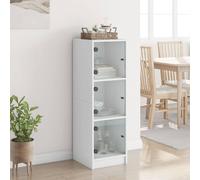Berkfield Home Highboard with Glass Doors White 35x37x109 cm | Size: 35 x 37 x 109 cm Berkfield Home White 35 x 37 x 109 cm