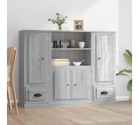 Berkfield Home Highboards 3 pcs Smoked Oak Engineered Wood in Grey Berkfield Home Grey
