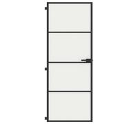 Berkfield Home Interior Door Slim Black 76x201.5 cm Tempered Glass & Aluminium Berkfield Home Black 76x201.5 cm