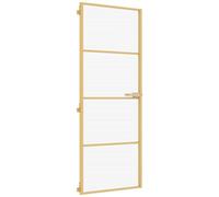 Berkfield Home Interior Door Slim Golden 76x201.5 cm Tempered Glass & Aluminium in Gold Berkfield Home Gold 76x201.5 cm