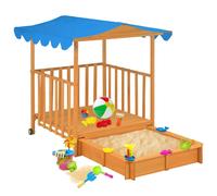 Berkfield Home Kids Playhouse with Sandbox Fir Wood Blue UV50 in Natural Berkfield Home Natural