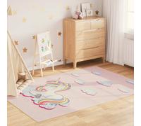 Berkfield Home Kids' Rug Pink 160x230 cm Unicorn Washable Anti Slip | Size: 100 cm diameter Berkfield Home Pink 100 cm diameter