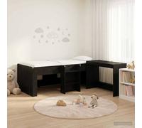 Berkfield Home Kids'High Bed Frame with Desk 2 pcs Black Oak Engineered Wood Berkfield Home Black