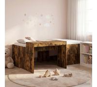 Berkfield Home Kids'High Bed Frame with Desk Smoked Oak 75 x 190 cm in Brown Berkfield Home Brown 75 x 190 cm