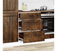 Berkfield Home Kitchen Base Cabinet Lucca Smoked Oak Engineered Wood in Brown Berkfield Home Brown
