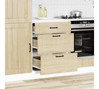 Berkfield Home Kitchen Base Cabinet Lucca Sonoma Oak Engineered Wood in Tan Berkfield Home Tan