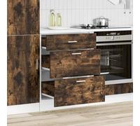 Berkfield Home Kitchen Base Cabinet Smoked Oak Engineered Wood in Brown Berkfield Home Brown