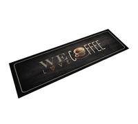 Berkfield Home Kitchen Rug Washable Coffee Text 45x150 cm Velvet in Black Berkfield Home Black 45x150 cm