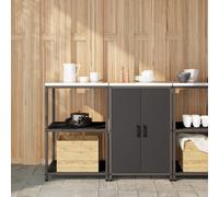 Berkfield Home Kitchen Storage Set with Shelf with Storage with Door Adjustable 2 pcs Black Cold-rolled steel Berkfield Home Black