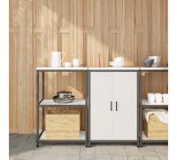 Berkfield Home Kitchen Storage Set with Shelf with Storage with Door Adjustable 2 pcs White Cold-rolled steel Berkfield Home White