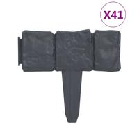 Berkfield Home Lawn Fence Stone Look 41 pcs Plastic 10 m in Dark Grey Berkfield Home Dark Grey