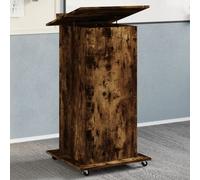 Berkfield Home Lectern with Wheels & Drawer Smoked Oak 55x55x107 cm Engineered Wood in Brown | Size: 55 x 55 x 107 cm Berkfield Home Brown 55 x 55 x 107 cm
