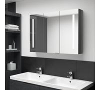 Berkfield Home LED Bathroom Mirror Cabinet 89x14x62 cm Shining Grey | Size: 89 x 14 x 62 cm Berkfield Home Grey 89 x 14 x 62 cm