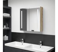 Berkfield Home LED Bathroom Mirror Cabinet Oak 62x14x60 cm in Brown | Size: 62 x 14 x 60 cm Berkfield Home Brown 62 x 14 x 60 cm