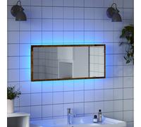 Berkfield Home LED Bathroom Mirror Old Wood 100x8.5x37 cm Engineered Wood in Brown Berkfield Home Brown 100x8.5x37 cm