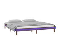 Berkfield Home LED Bed Frame Honey Brown 140x190 cm Solid Wood Berkfield Home Brown 140x190 cm
