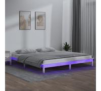 Berkfield Home LED Bed Frame White 150x200 cm King Size Solid Wood Berkfield Home White King