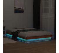 Berkfield Home LED Bed Frame without Mattress Wax Brown 140x200 cm Solid Wood Berkfield Home Brown 140x200 cm