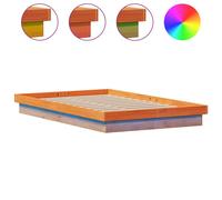 Berkfield Home LED Bed Frame without Mattress Wax Brown 140x200 cm Solid Wood Berkfield Home Brown 140x200 cm