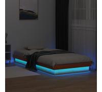 Berkfield Home LED Bed Frame without Mattress Wax Brown 90x200 cm Solid Wood Berkfield Home Brown 90x200 cm