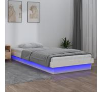 Berkfield Home LED Bed Frame without Mattress White Small Single Solid Wood Berkfield Home White Small Single