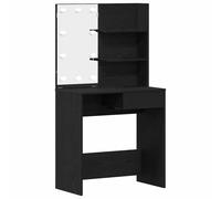 Berkfield Home LED Dressing Table in Black Oak - 74.5x40x141 cm, Made with Engin | Size: 74.5x40x141 cm Berkfield Home Black 74.5x40x141 cm