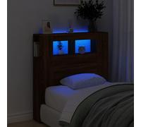 Berkfield Home LED Headboard Brown Oak 100x18.5x103.5 cm Engineered Wood Berkfield Home Brown 100x18.5x103.5 cm