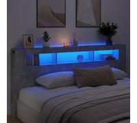 Berkfield Home LED Headboard Concrete Grey 220x18.5x103.5 cm Engineered Wood Berkfield Home Grey 220x18.5x103.5 cm
