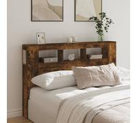 Berkfield Home LED Headboard Smoked Oak 160x18.5x103.5 cm Engineered Wood in Brown Berkfield Home Brown 160x18.5x103.5 cm